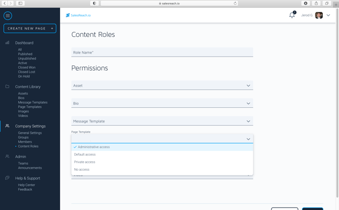 Content Permissions example